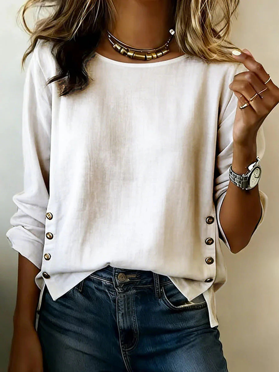 Damen T-Shirt aus Leinen-Baumwoll-Mix