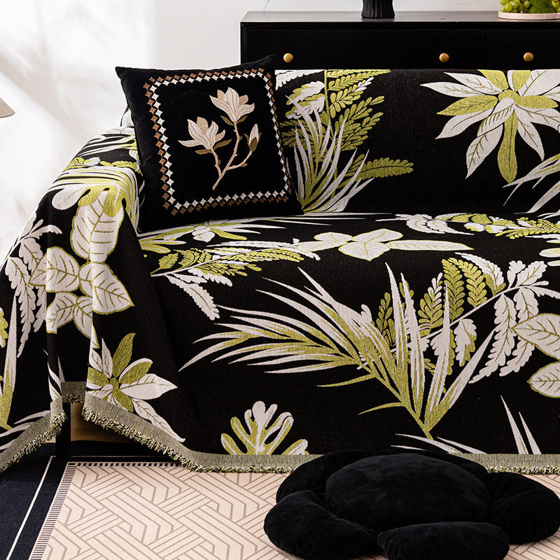 Sofaüberwurf aus Chenille mit Pflanzenmuster – Bild 4 | LuxeStyle