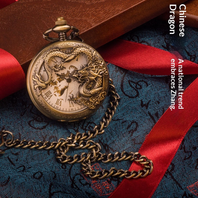 Chinesische Drachen-Skelett-Taschenuhr – Ansicht 3