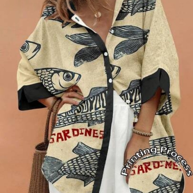 Damen Sommerhemd mit Geometermuster