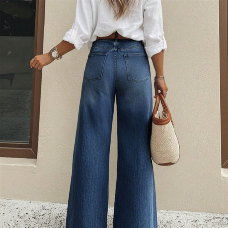 Loose Fit High Waist Jeans mit weitem Bein – Ansicht 2