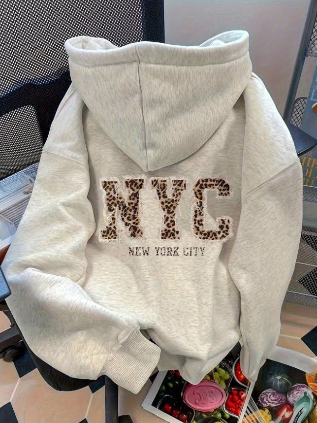 Cartoon Print Loose Hoodie für Damen
