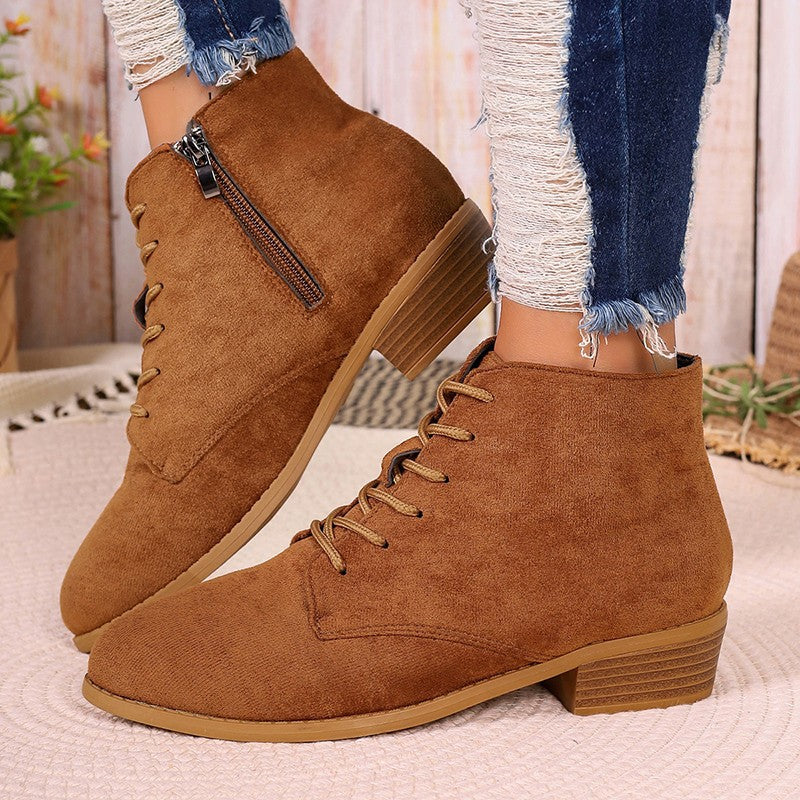 Damen Wildleder-Stiefeletten mit spitzer Kappe