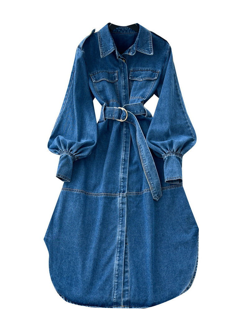 A-Linien Denim-Kleid mit Patchwork-Details – Bild 6 | LuxeStyle