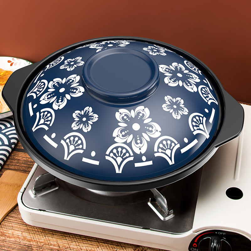 Keramik-Topf mit Blumenmuster-Deckel