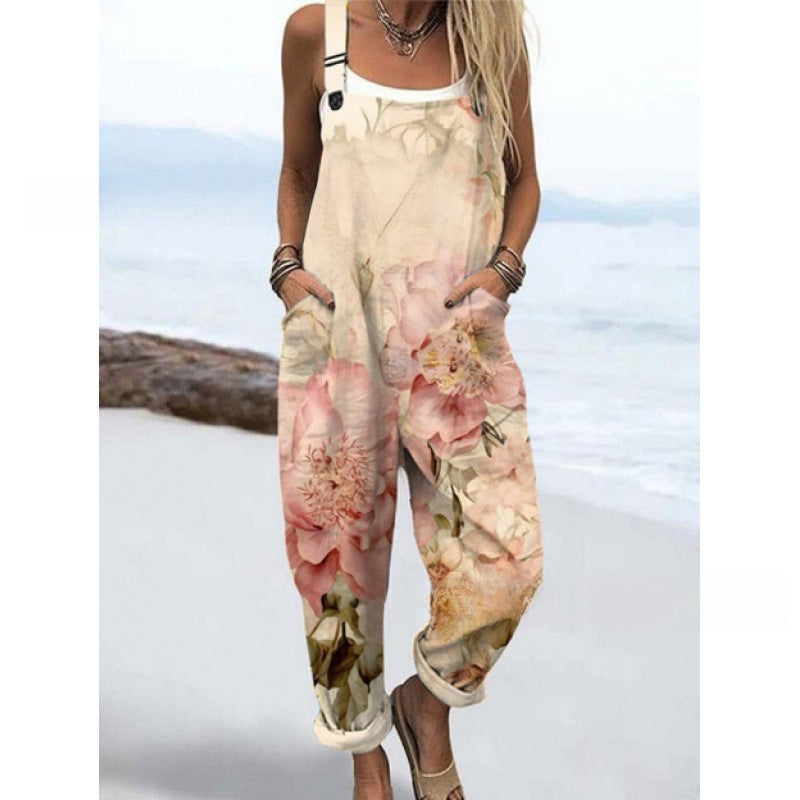 Jumpsuit mit Hosenträgern und Digitaldruck