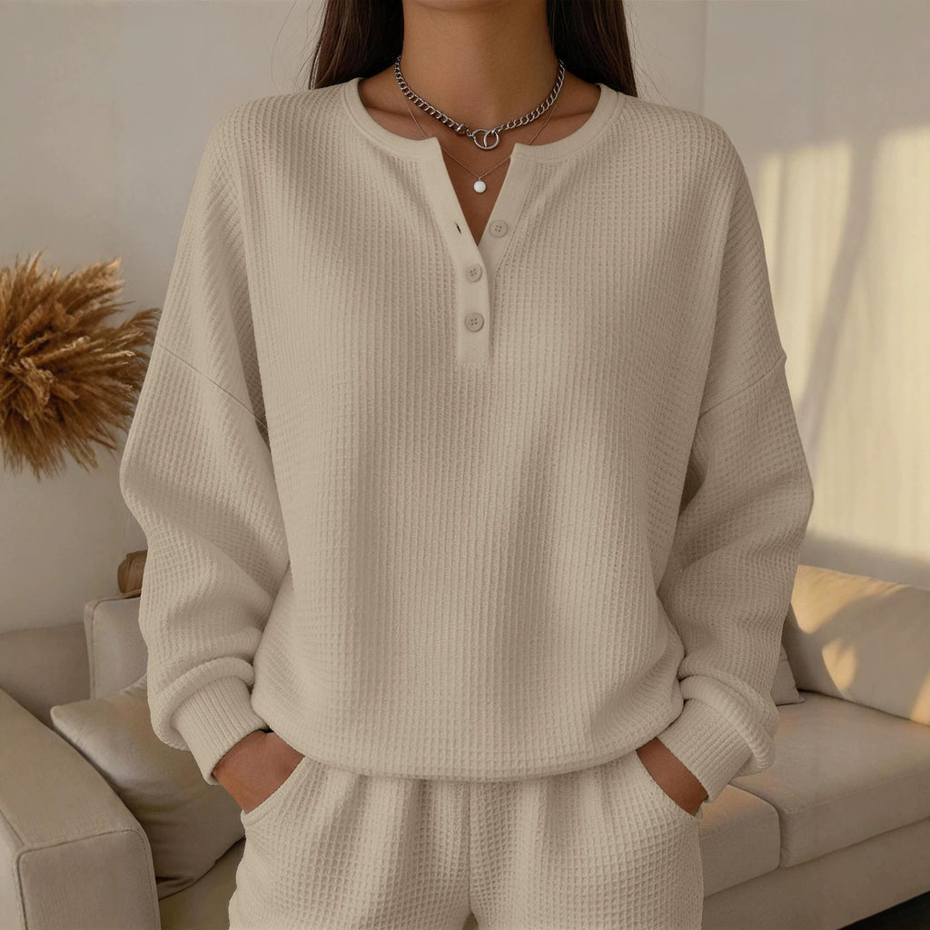Einfarbiges Wellenspitzen-Pullover für Damen