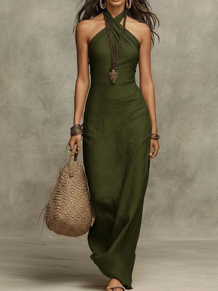 Elegantes Neckholder Maxi-Kleid