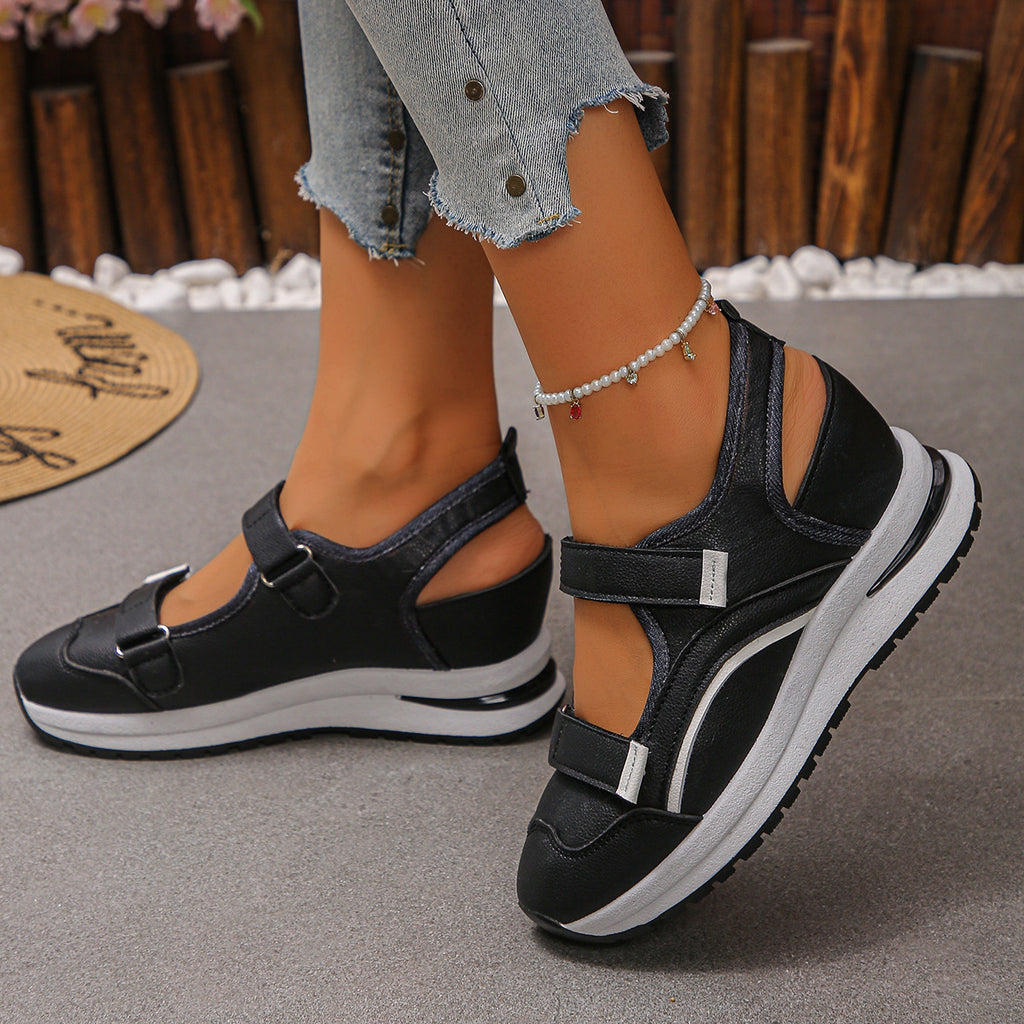 Damen Keilabsatz-Sandalen mit Farbblock-Design