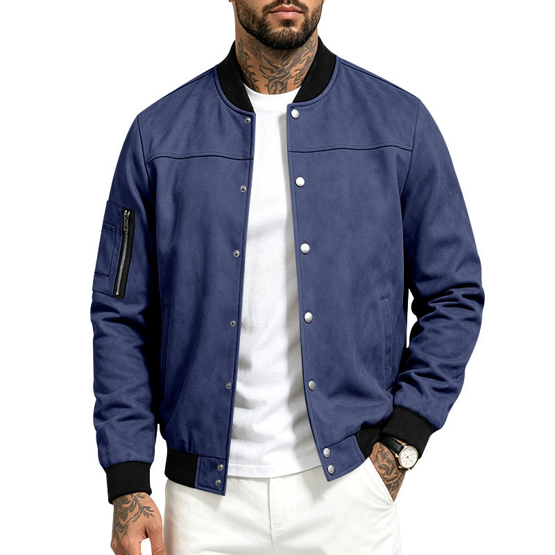 Herren Wildleder-Look Stehkragenjacke