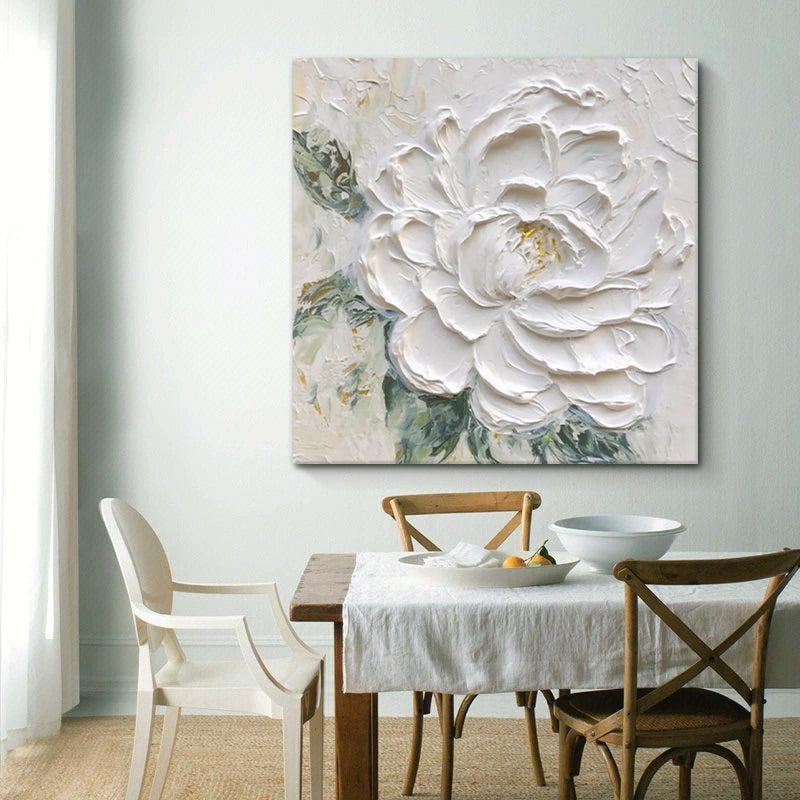 Cremeweisse Pfingstrosen-Blumen Ölgemälde – Bild 6 | LuxeStyle