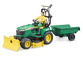 bworld John Deere Aufsitzrasenmäher mit Anhänger und Gärtner