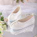 Jacquard Satin Flats mit Perlen