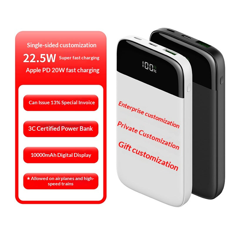 Ultra-dünne 10000 mAh Powerbank mit Digitalanzeige