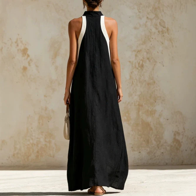 Ärmelloses Leinenkleid mit Rundhals