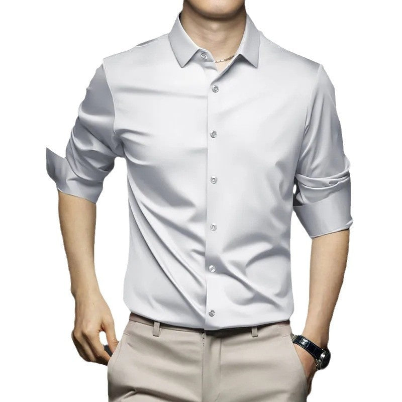 Männer Satin Shirt, einfarbig, Slim Fit | LuxeStyle