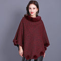 Damen-Poncho mit Fellkugel | LuxeStyle