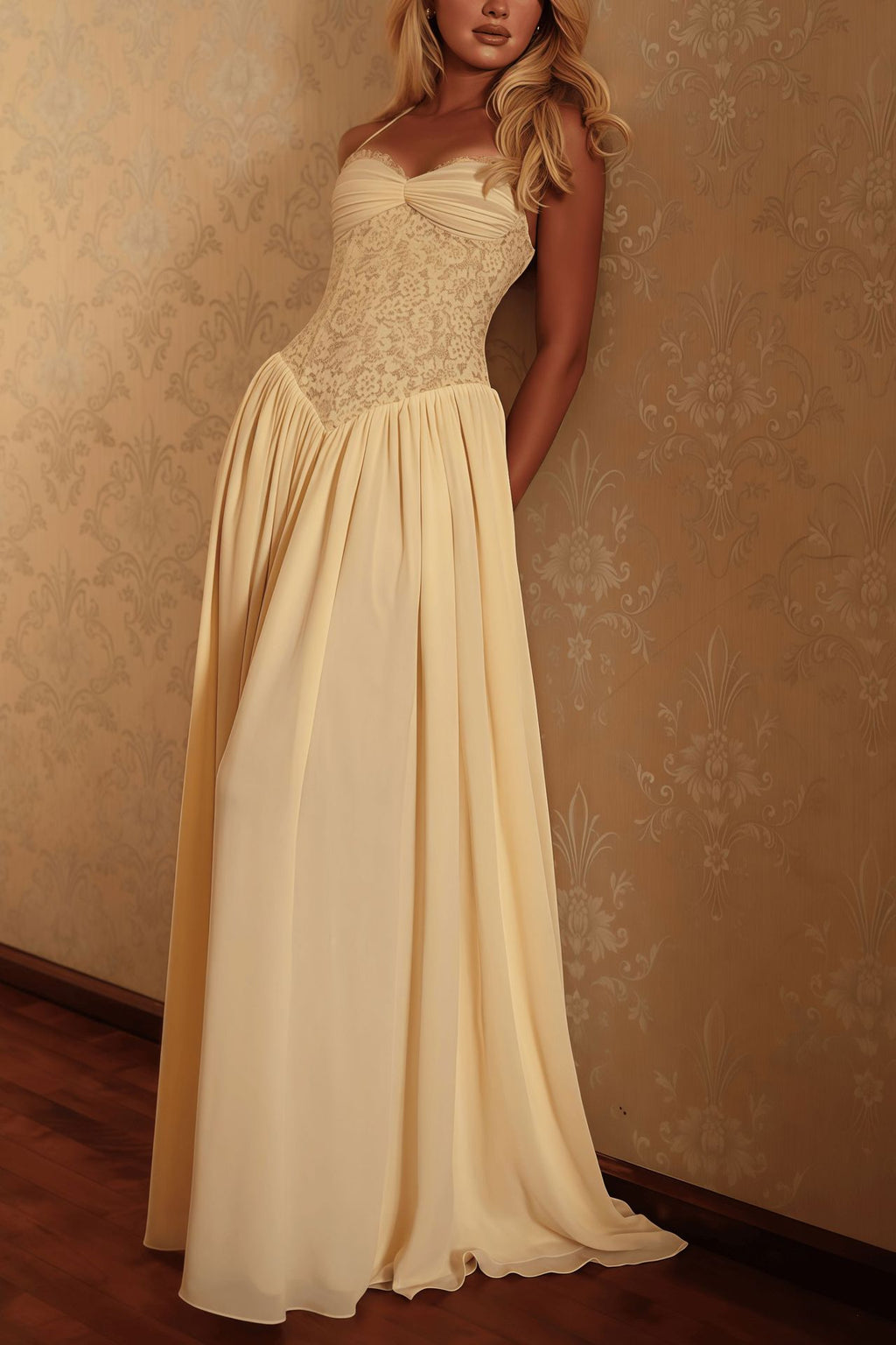 Elegantes Off-Shoulder Maxikleid mit Spitze – Bild 6 | LuxeStyle