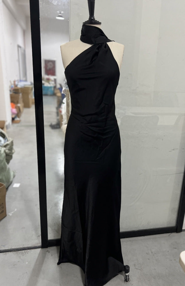 Satin Neckholder-Kleid im französischen Stil
