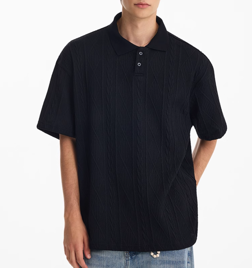 Herren Strick-Polohemd mit Struktur – Bild 6 | LuxeStyle