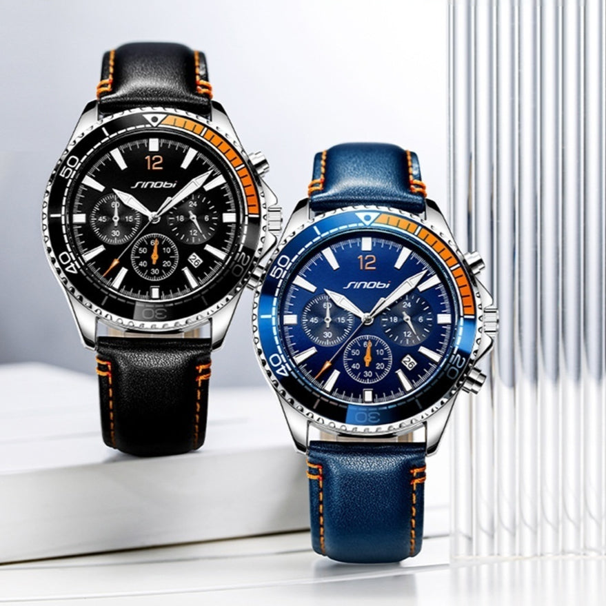 Herren Chronograph Sportuhr mit PU-Armband