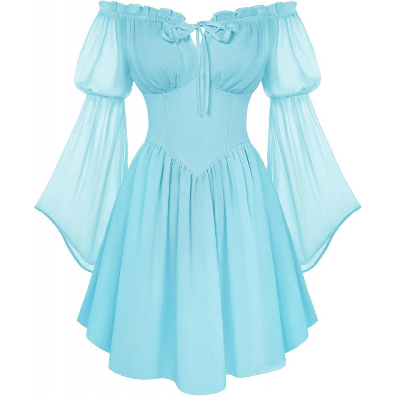 Elegantes Off-Shoulder Chiffon-Kleid mit Schnürung