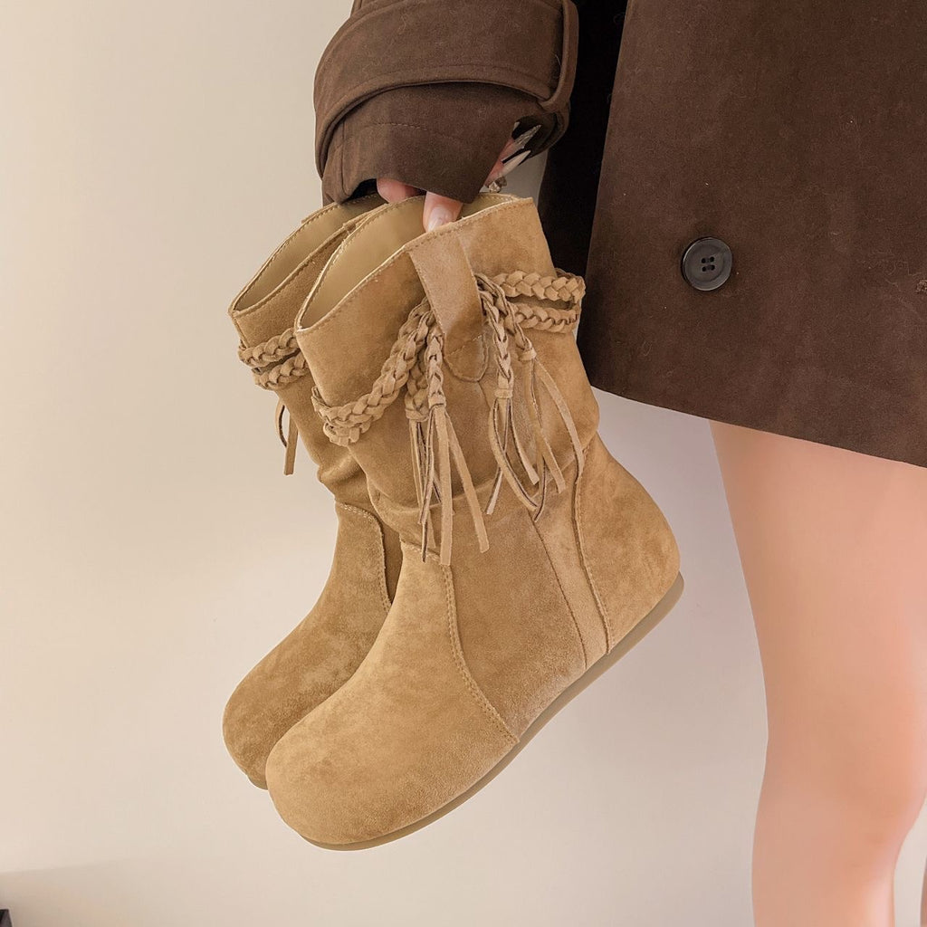 Damen Retro-Weitgeschnitten Westerncowboystiefel