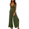 Eleganter Jumpsuit mit weitem Bein und V-Ausschnitt