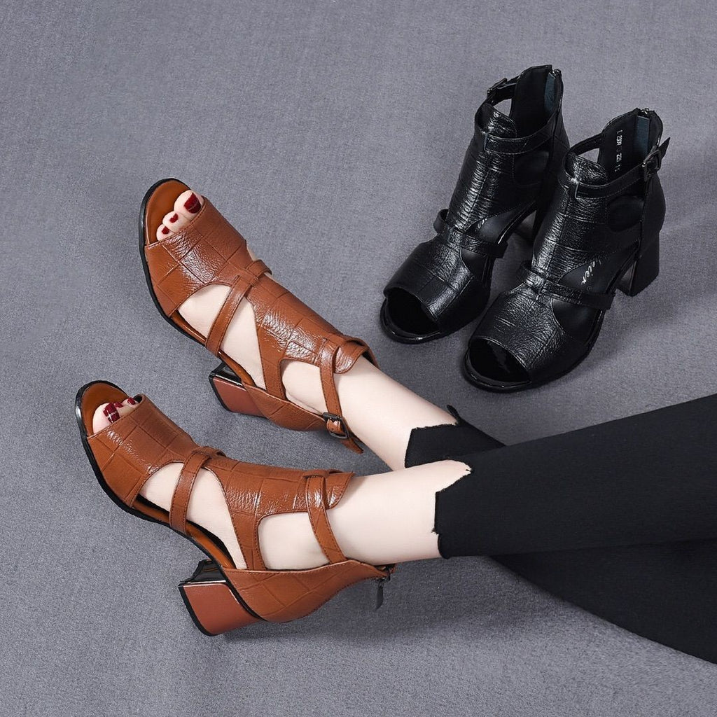 Sandalen Peep Toe Hollow-out One-word Wedge – Bild 3 | LuxeStyle