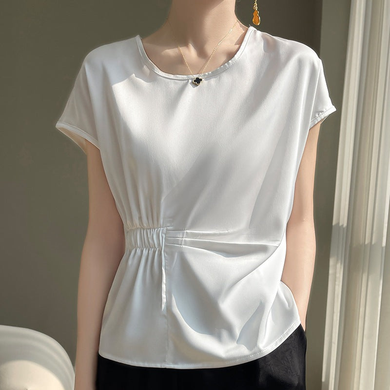 Kurzärmliges Viskose‑T‑Shirt mit Kordelzug – Bild 3 | LuxeStyle