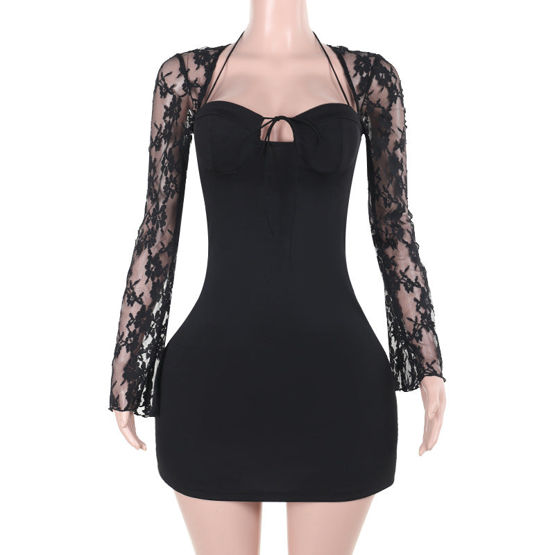 Damenlacke Langarm Sheath Kleid