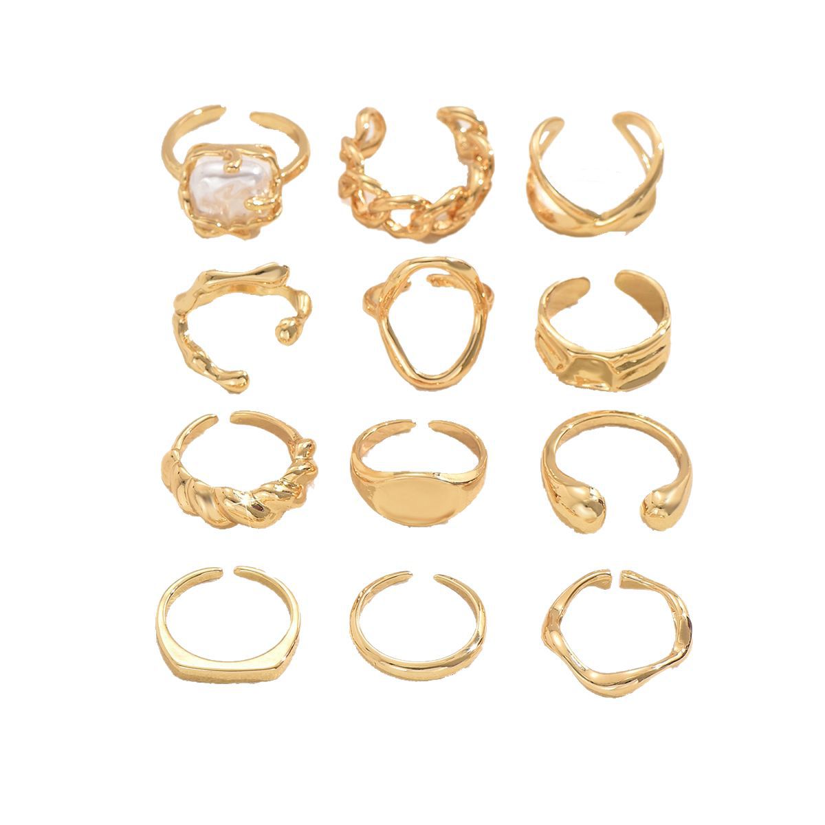 Verstellbares Ring-Set mit geometrischem Design – Ansicht 5