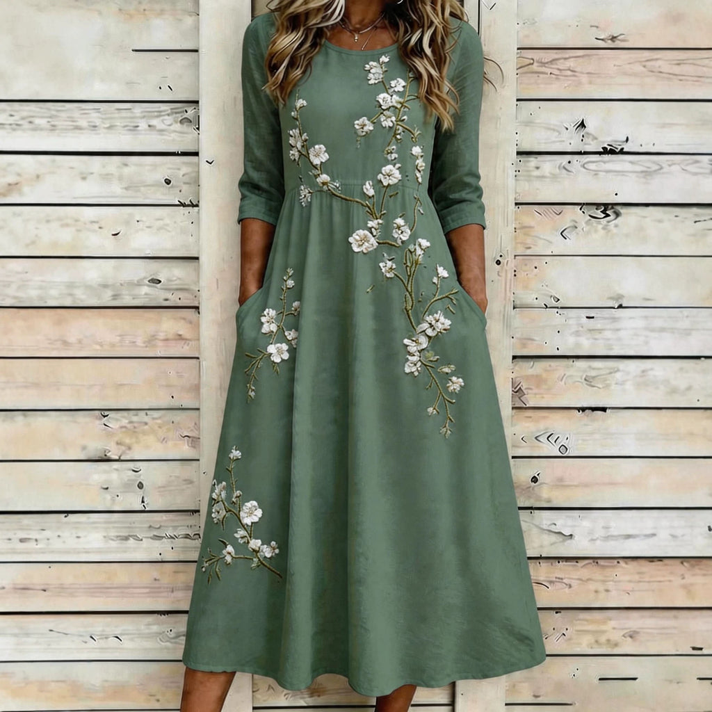 3/4-Arm Langarmkleid mit Taschen | LuxeStyle