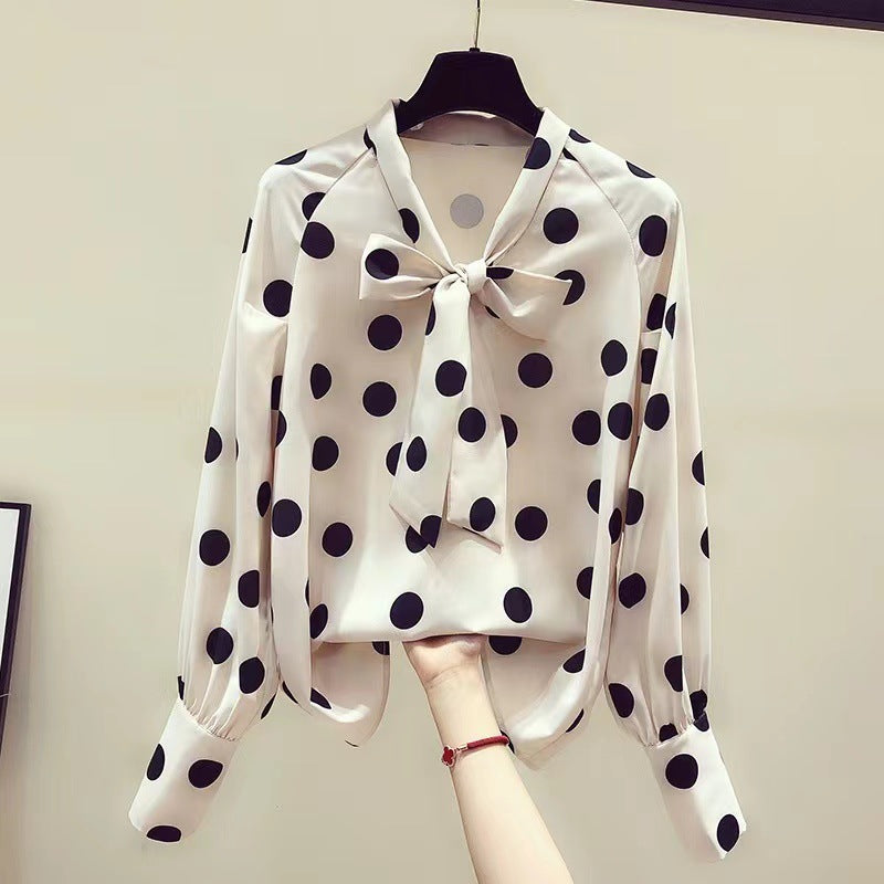Retro Polka-Dot Chiffon Bluse für Damen