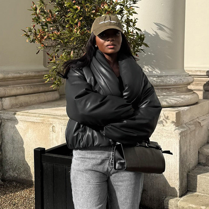 Damen Jacke im Leder-Stil, gefüttert | LuxeStyle