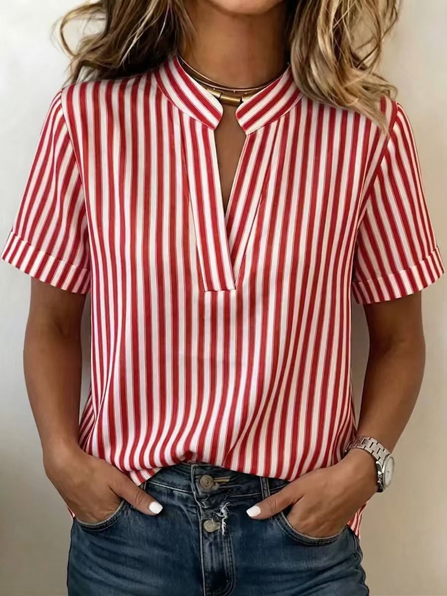 Gestreiftes Kurzarm-Shirt für Damen – Bild 12 | LuxeStyle