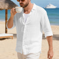 Herren Langarmhemd Casual Leinen