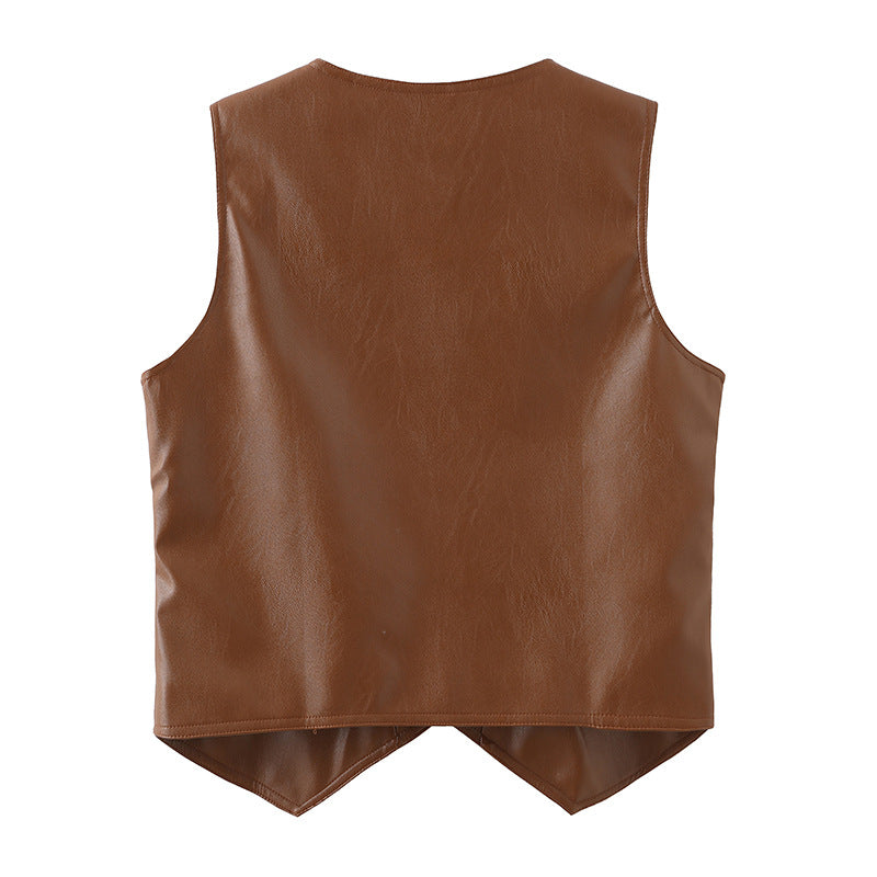 Retro PU-Weste für Damen