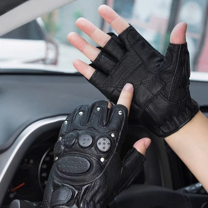 Taktische Halbfinger-Lederhandschuhe