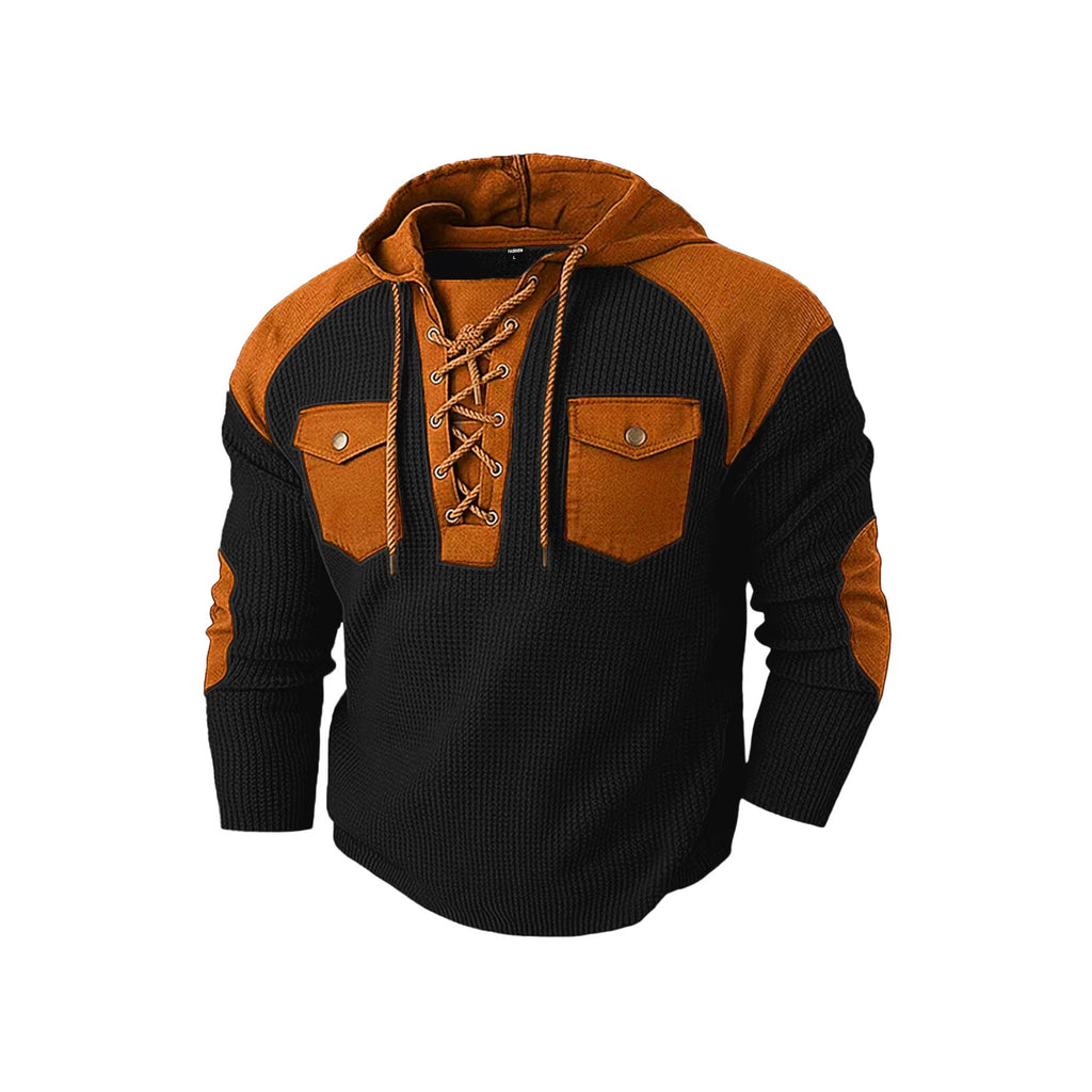 Herren Hoodie Langarm Waffel-Webung
