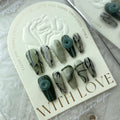 Dunkelgrüner Jade-Look zum Aufkleben · Press-on-Nägel – Bild 3 | LuxeStyle