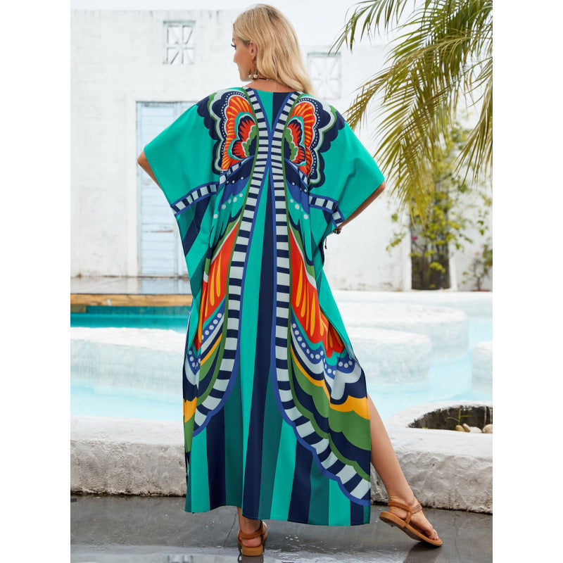 Bedrucktes Maxi-Kleid mit Puffärmeln | LuxeStyle