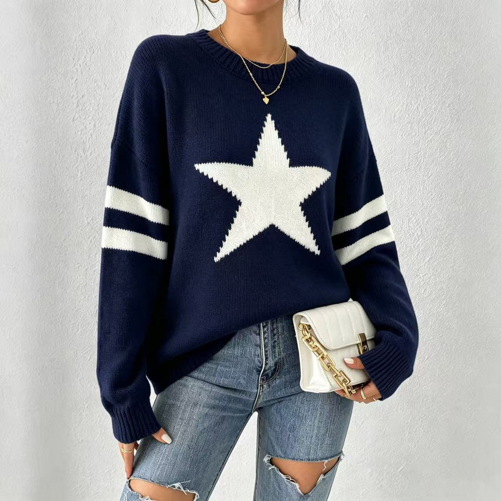 Jacquard-Strickpullover mit Sternenmuster