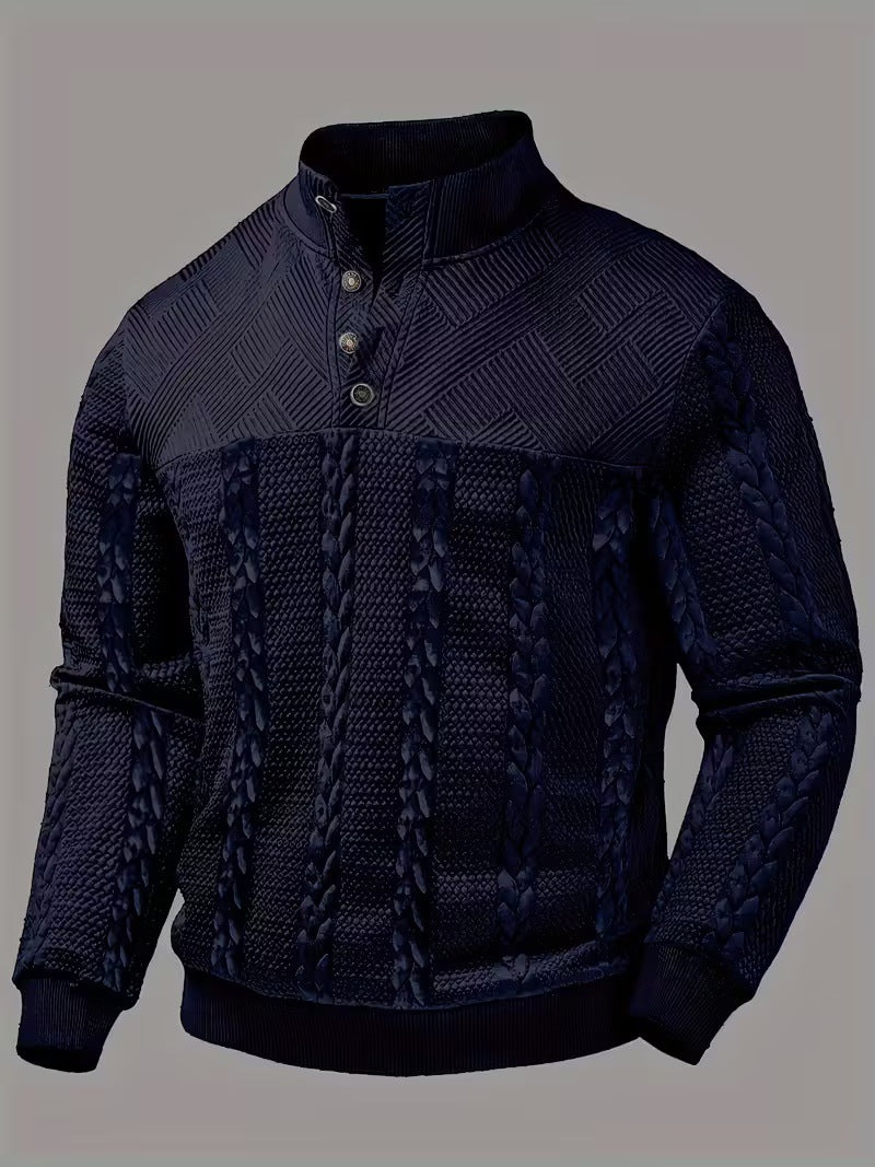 Retro Casual Pullover mit Stehkragen
