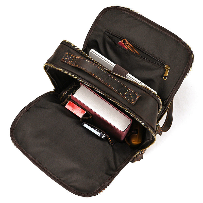 Lederrucksack mit Doppelreissverschluss