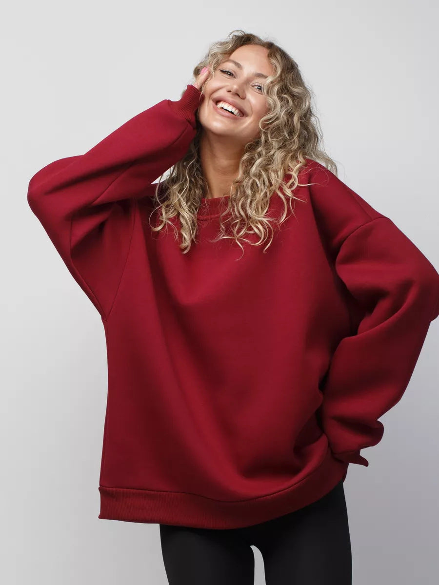Unifarbener Oversize Pullover für Damen