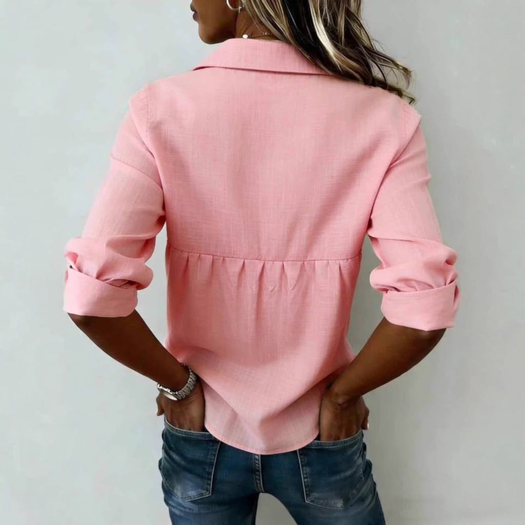 Locker geschnittene Baumwoll-Leinen Bluse für Damen – Bild 13 | LuxeStyle