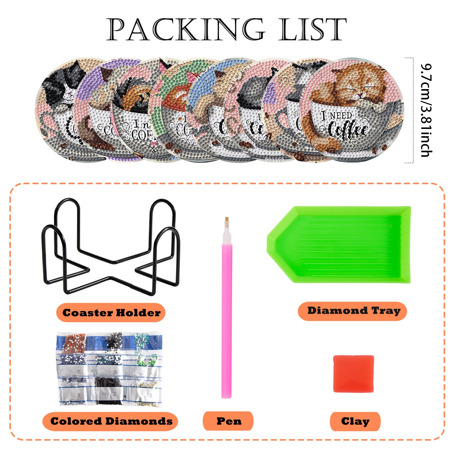 DIY-Diamantkunst-Küchenmatte mit Halterung