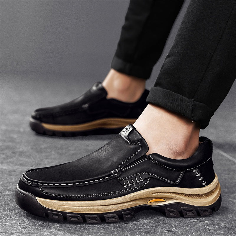 Herren Leder Outdoor-Schuhe mit dicker Sohle | LuxeStyle
