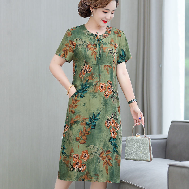 Damen Sommer Baumwoll-Seidenkleid